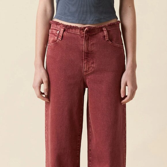 453. LE JEAN Fray Waist Column Denim Jeans Sandwashed Spice $258 NWT Sz 26 - Picture 4 of 5